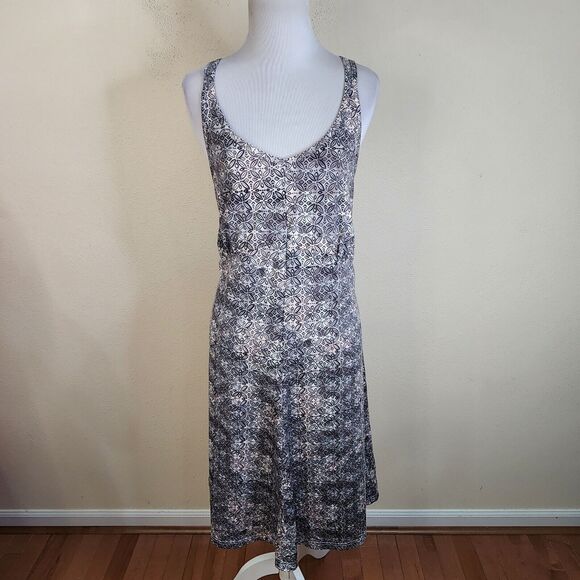 EXOFFICIO WANDERLUX PRINT Tank Dress Shelf Bra Adjustable Strap Zip Pocket Large - Picture 1 of 11